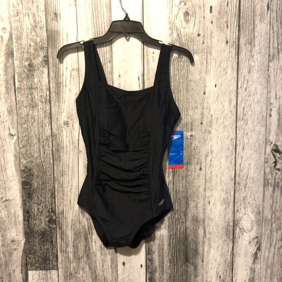 Speedo One Piece Shirred Tank Bathing Suit, Swimwear - Picture 10 of 11